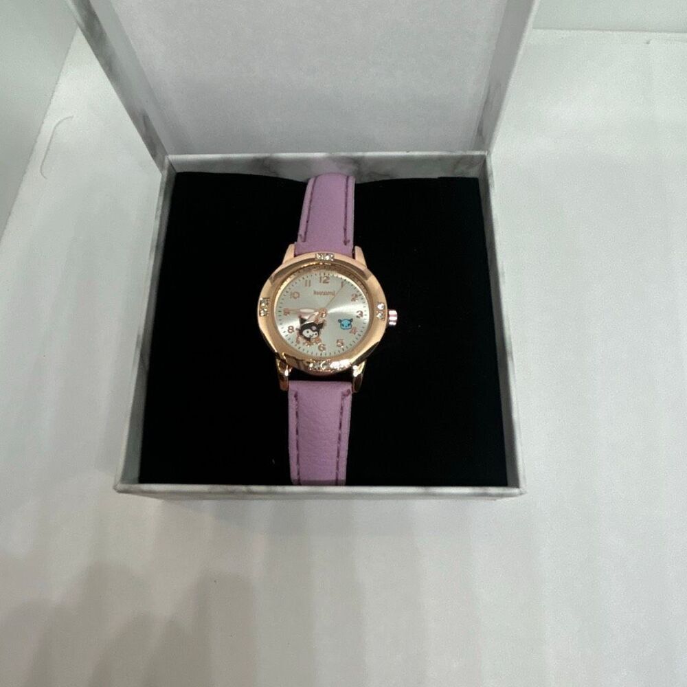 Kuromi Pink Watch Rose Gold Tone Crystal Bezel w/ Box NEW - Picture 3 of 3